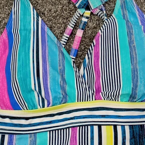 NEXT brand multi stripe v neck sport tankini size 32 B/C NWT - Picture 2 of 4